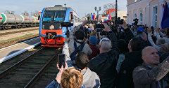 Отправление первого рельсобуса